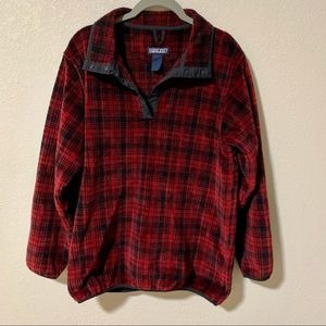 Vintage Lands End Polartec Fleece, Red and Black Plaid